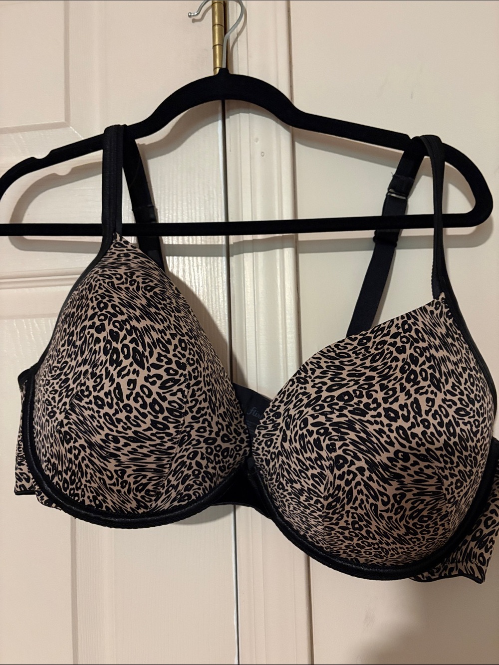 Olga Leopard Print Underwire Bra - Black and Tan